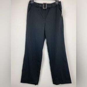 Larry Levine size 12 Women’s Black Bean Striped Cuffed Trouser Pants